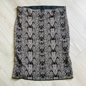 Worthington Womens Large  Skirt Brown Black‎ Metallic Knit Pencil Midi